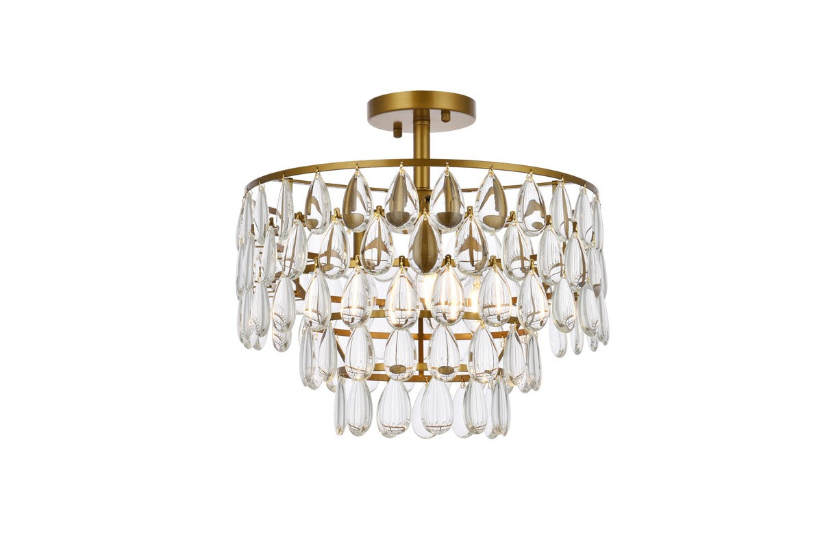 Elegant Lighting - 1103F16BR - Three Light Flush Mount - Mila - brass