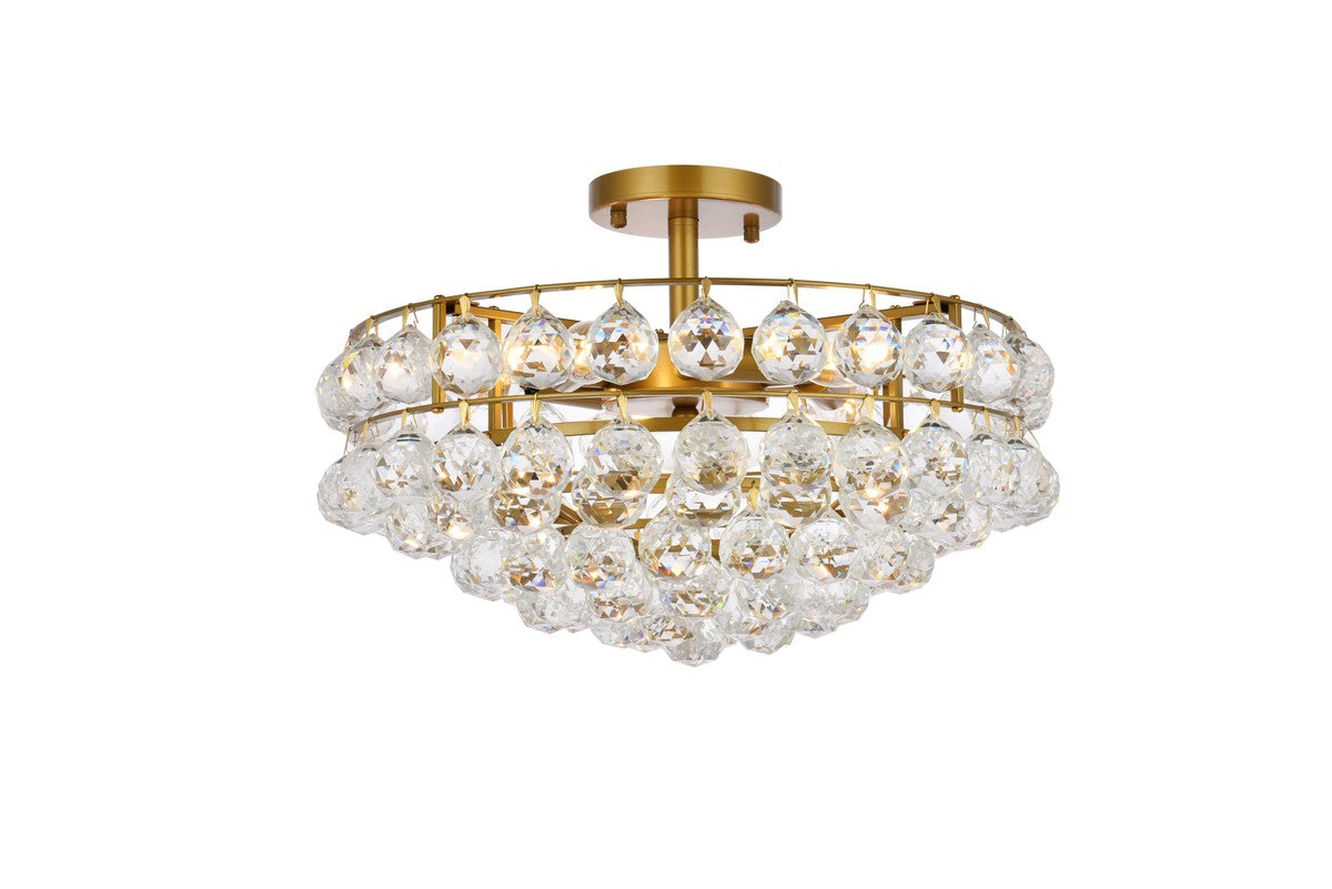 Elegant Lighting Five Light Flush Mount from the Savannah collection in Brass finish