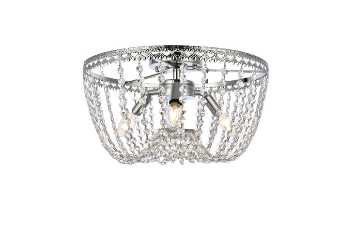 Elegant Lighting Three Light Flush Mount from the Kylie collection in Chrome finish
