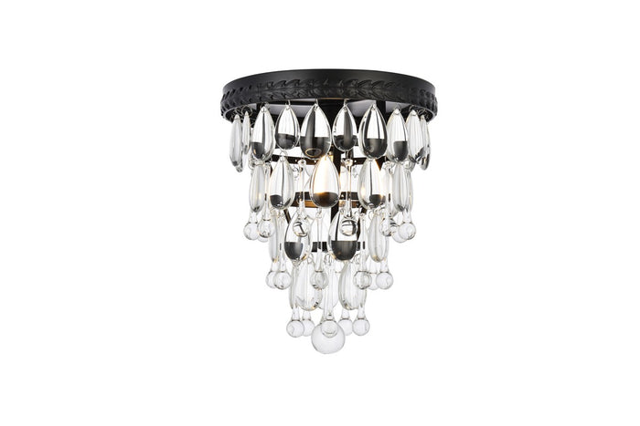 Elegant Lighting One Light Flush Mount from the Nordic collection in Black And Clear finish