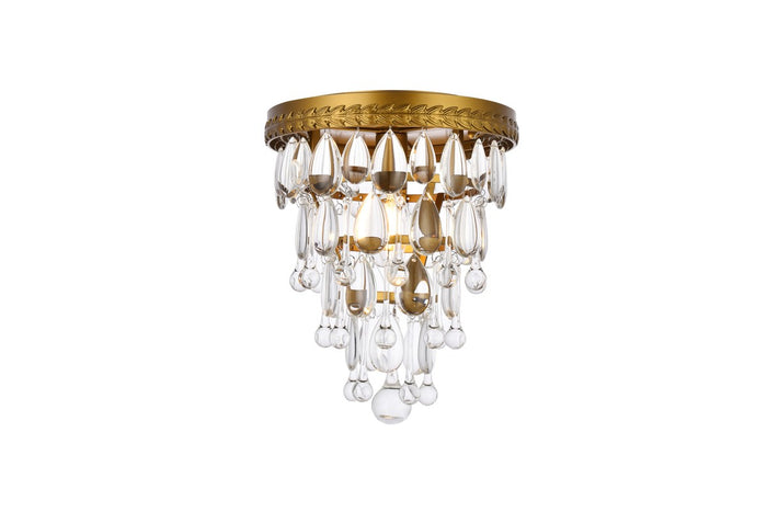 Elegant Lighting One Light Flush Mount from the Nordic collection in Brass And Clear finish