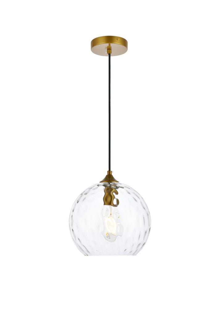 Elegant Lighting One Light Pendant from the Cashel collection in Brass And Clear finish