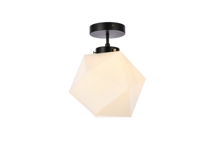 Elegant Lighting One Light Flush Mount from the Lawrence collection in Black And White finish