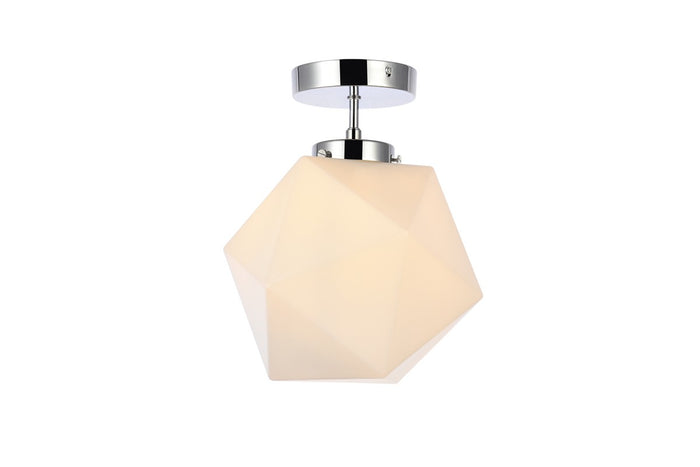 Elegant Lighting One Light Flush Mount from the Lawrence collection in Chrome And White finish