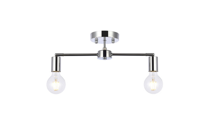 Elegant Lighting Two Light Flush Mount from the Zane collection in Chrome finish