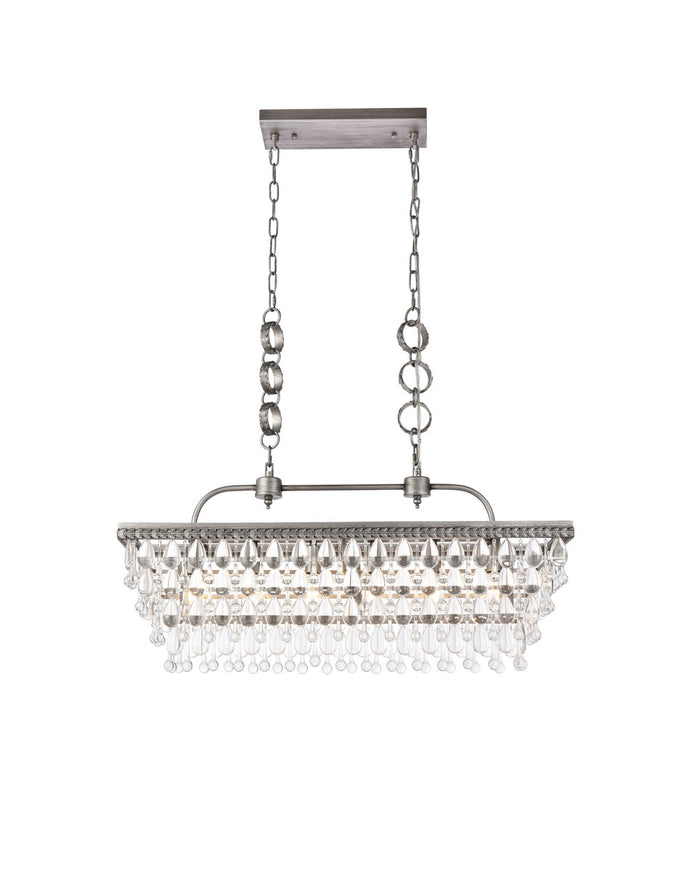 Elegant Lighting Six Light Pendant from the Nordic collection in Antique Silver finish