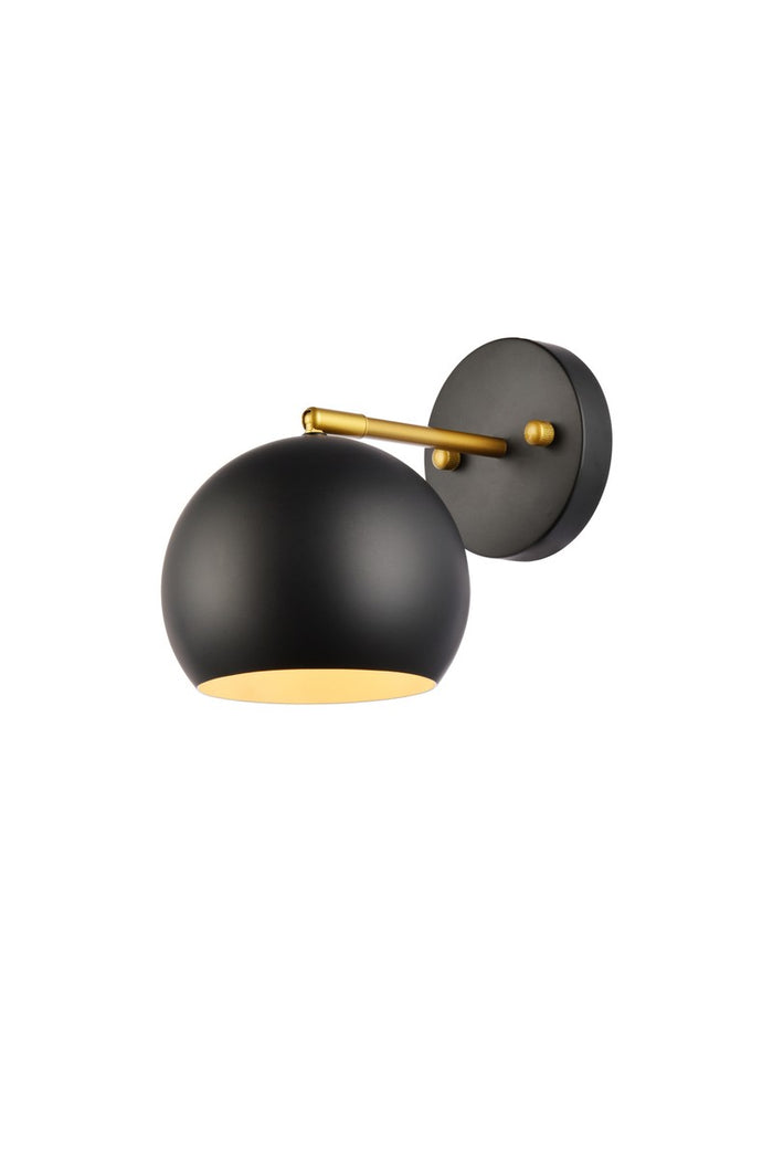 Elegant Lighting One Light Wall Sconce from the Othello collection in Black And Brass finish