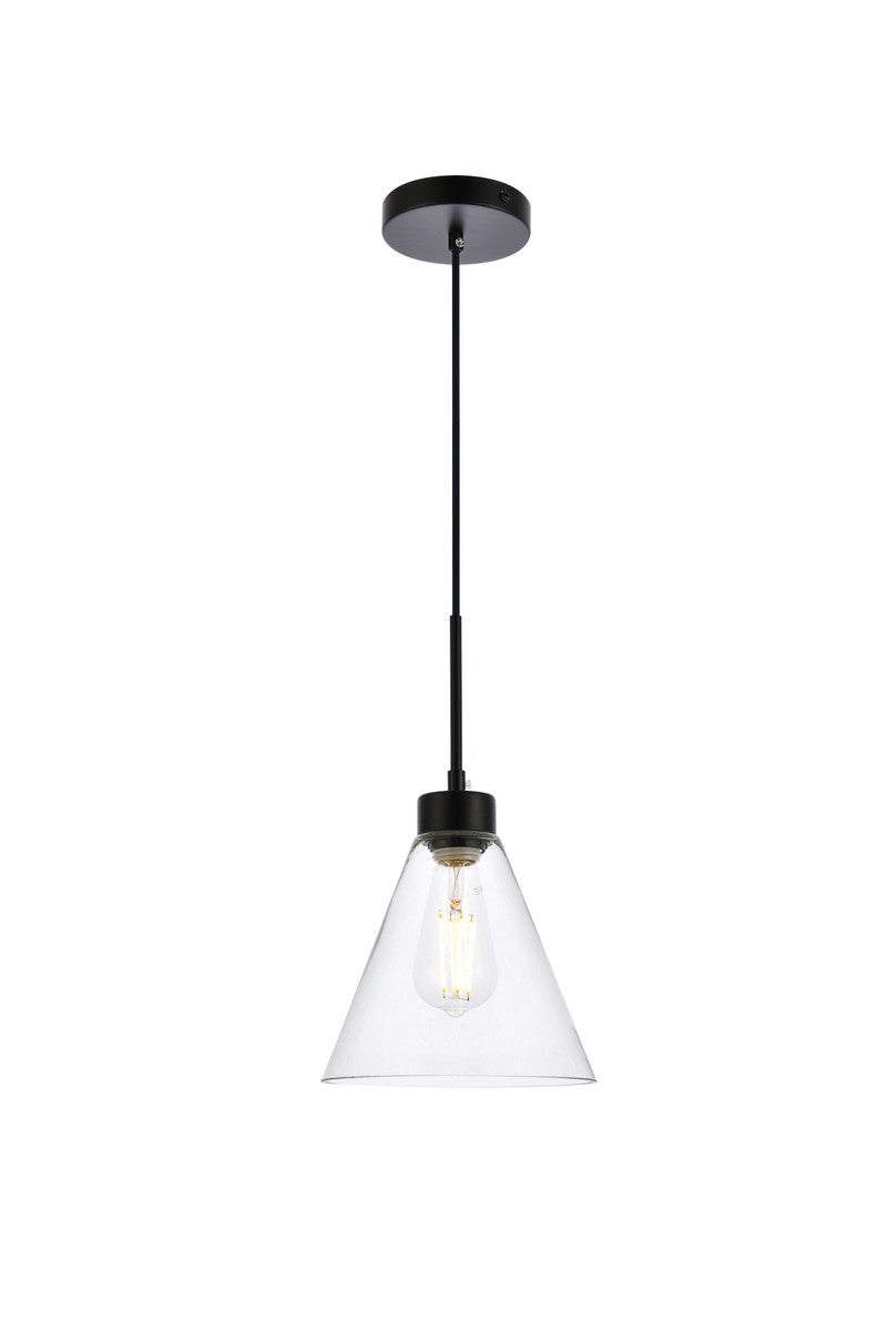 Elegant Lighting - LD2501BK - One Light Pendant - Mera - Black and Clear
