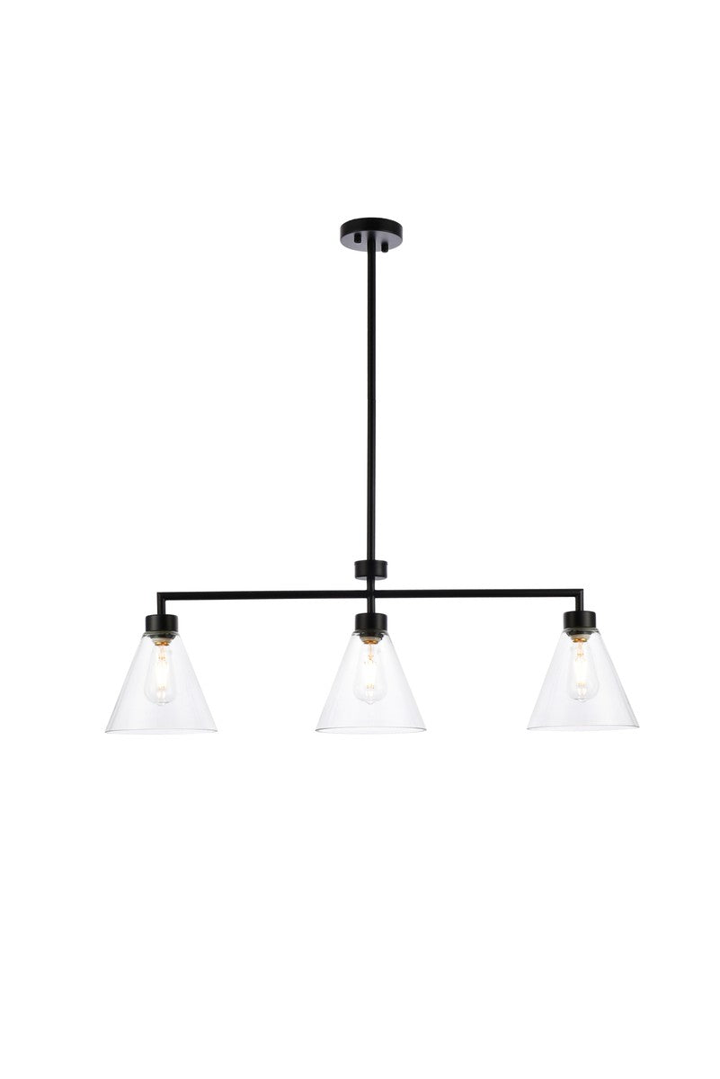 Elegant Lighting - LD2502BK - Three Light Pendant - Mera - Black and Clear