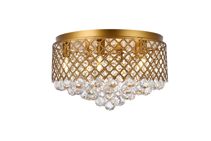 Elegant Lighting Six Light Flush Mount from the Tully collection in Brass And Clear finish