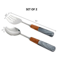Design Shop Stainless Steel Wood&Gray Stone Handle Servers S/2