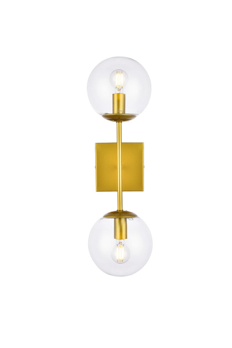 Elegant Lighting - LD2357BR - Two Light Wall Sconce - Neri - Brass and Clear