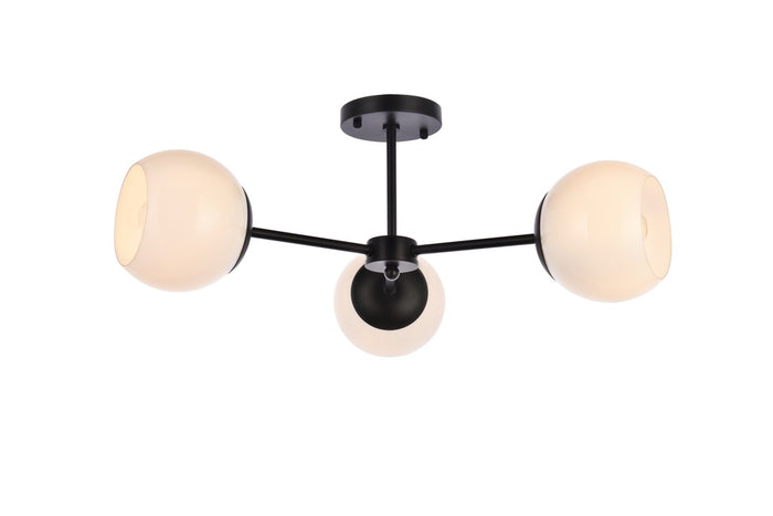 Elegant Lighting Three Light Flush Mount from the Briggs collection in Black And White finish