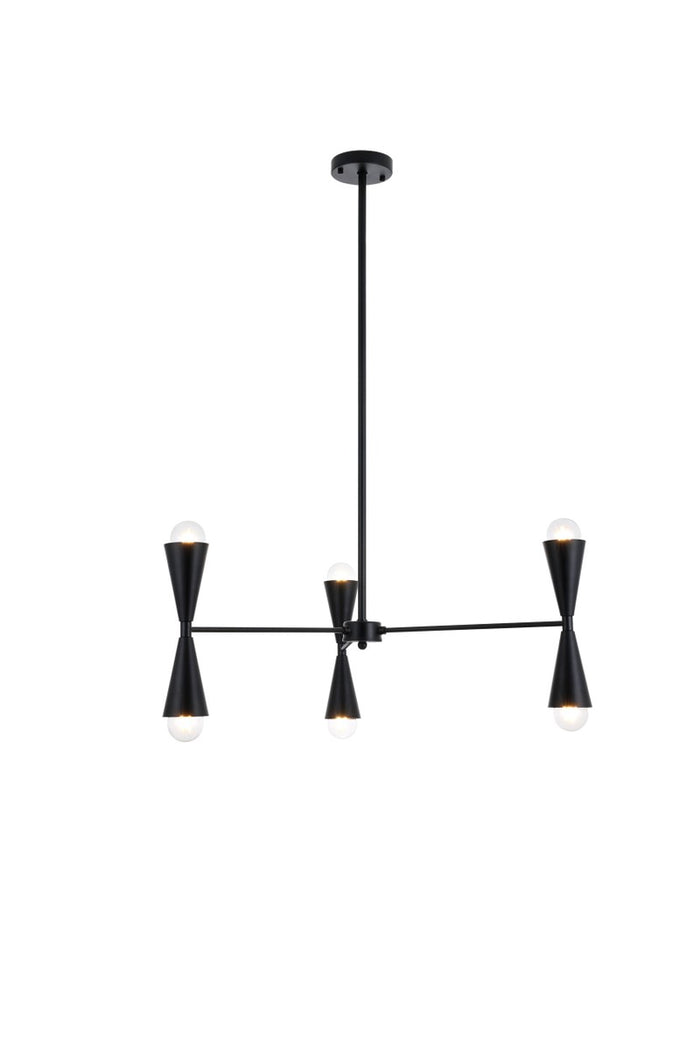 Elegant Lighting Six Light Pendant from the Cade collection in Black finish