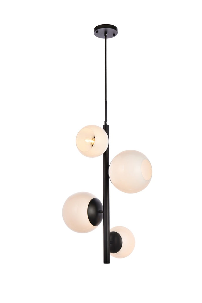 Elegant Lighting Four Light Pendant from the Wells collection in Black And White finish