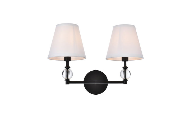 Elegant Lighting Two Light Bath from the Bethany collection in Black And White Fabric Shade finish