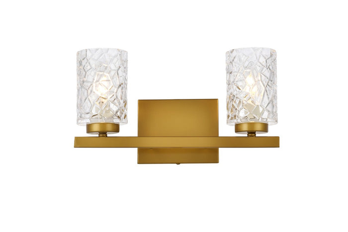 Elegant Lighting Two Light Bath from the Cassie collection in Brass And Clear Shade finish