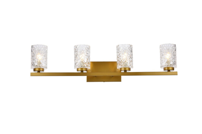 Elegant Lighting Four Light Bath from the Cassie collection in Brass And Clear Shade finish
