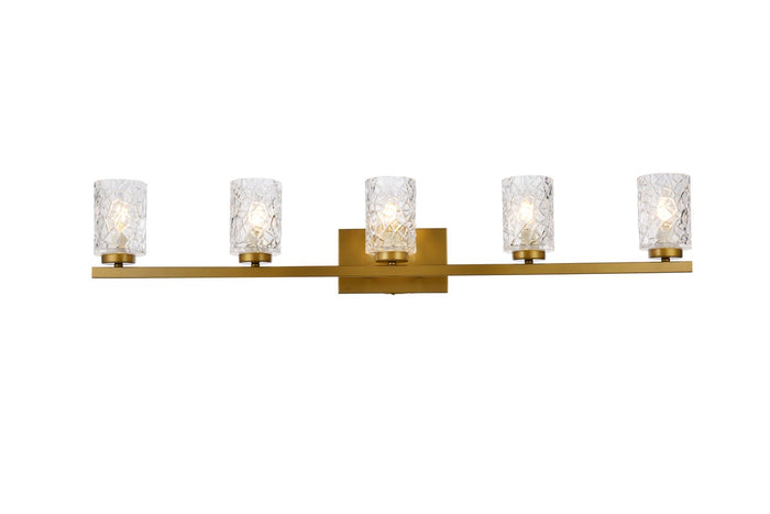 Elegant Lighting Five Light Bath from the Cassie collection in Brass And Clear Shade finish