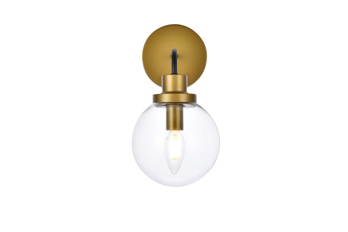 Elegant Lighting One Light Bath from the Hanson collection in Black And Brass And Clear Shade finish