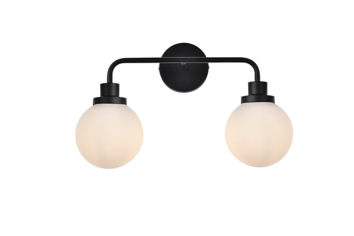 Elegant Lighting Two Light Bath from the Hanson collection in Black And Frosted Shade finish