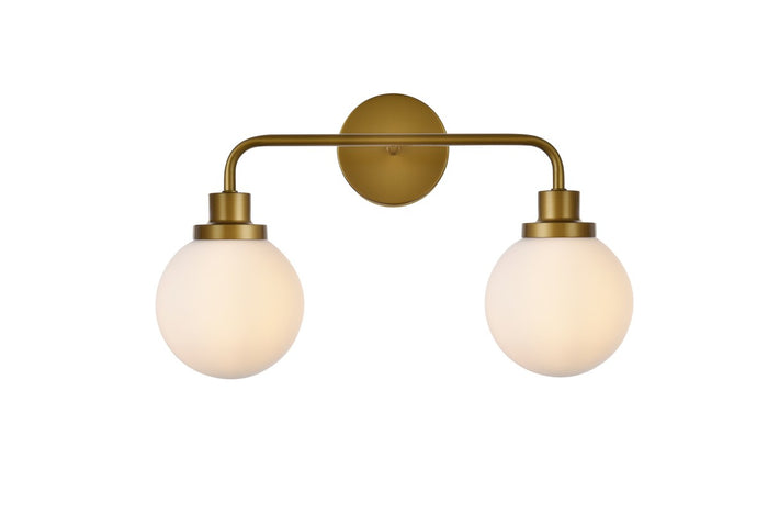 Elegant Lighting Two Light Bath from the Hanson collection in Brass And Frosted Shade finish