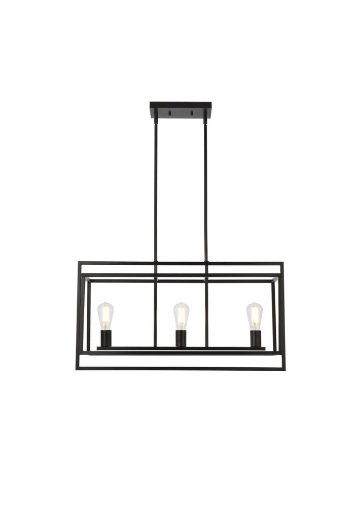 Elegant Lighting Three Light Pendant from the Voir collection in Black finish