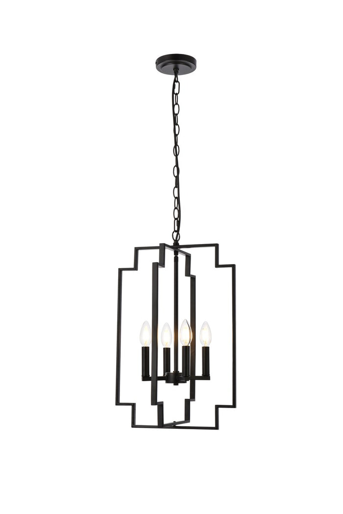 Elegant Lighting Four Light Pendant from the Rosenfeld collection in Black finish