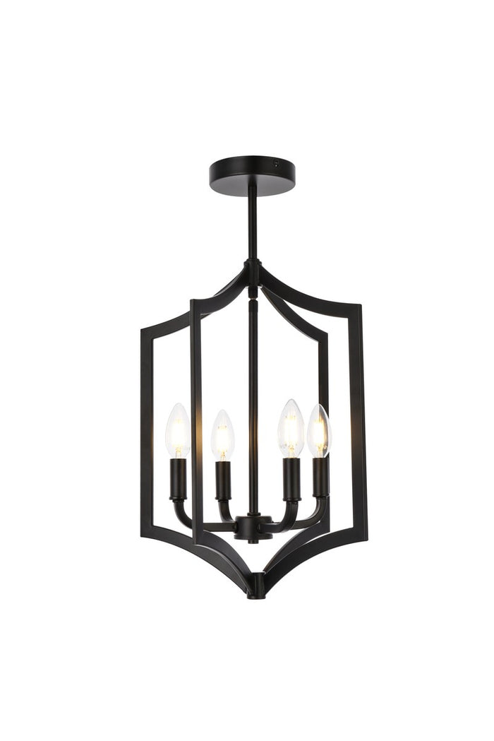 Elegant Lighting Four Light Pendant from the Kiera collection in Black finish