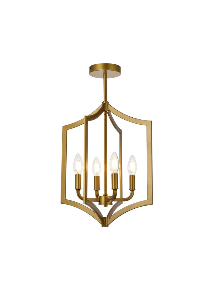 Elegant Lighting Four Light Pendant from the Kiera collection in Brass finish