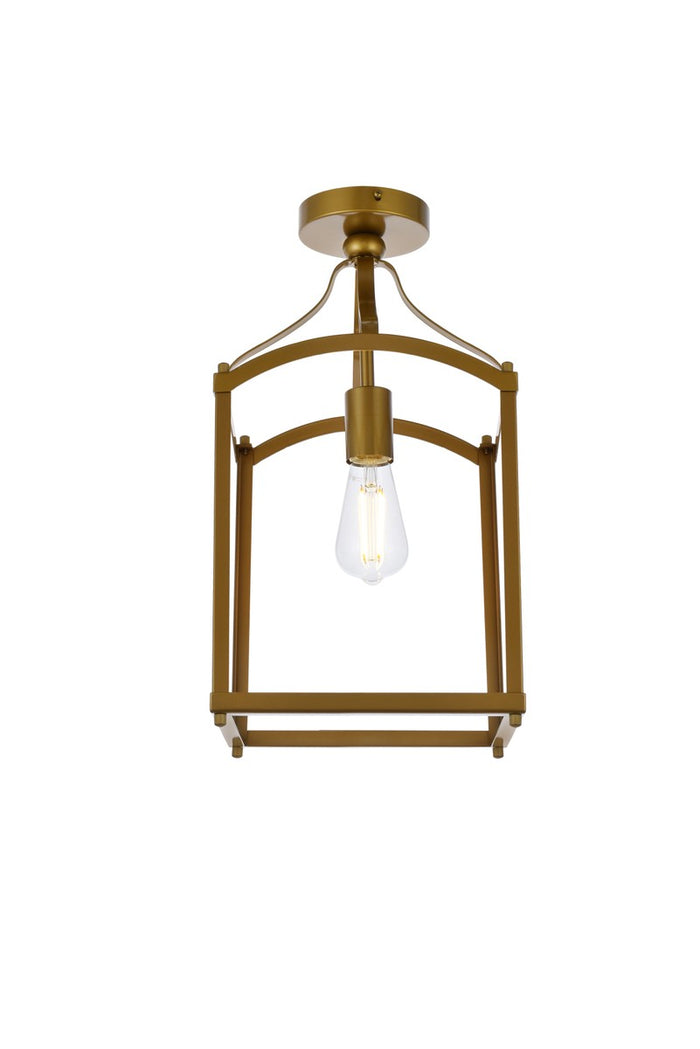 Elegant Lighting One Light Flush Mount from the Janet collection in Brass finish