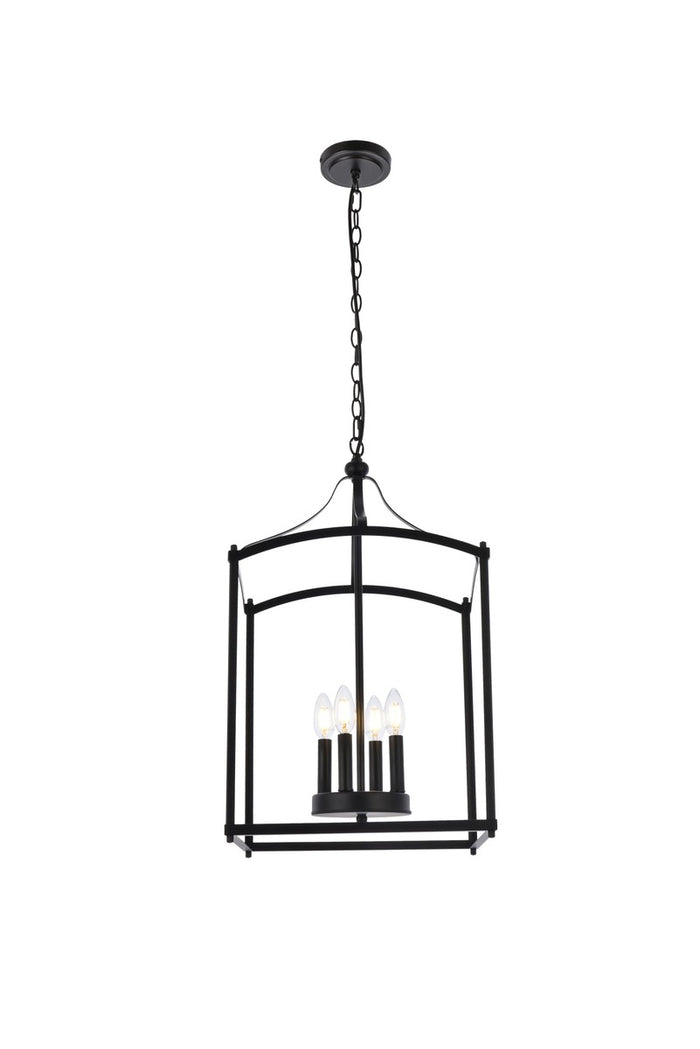 Elegant Lighting Four Light Pendant from the Janet collection in Black finish