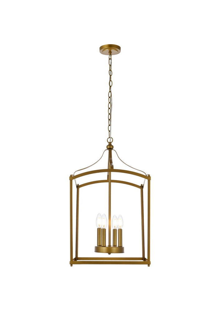 Elegant Lighting Four Light Pendant from the Janet collection in Brass finish