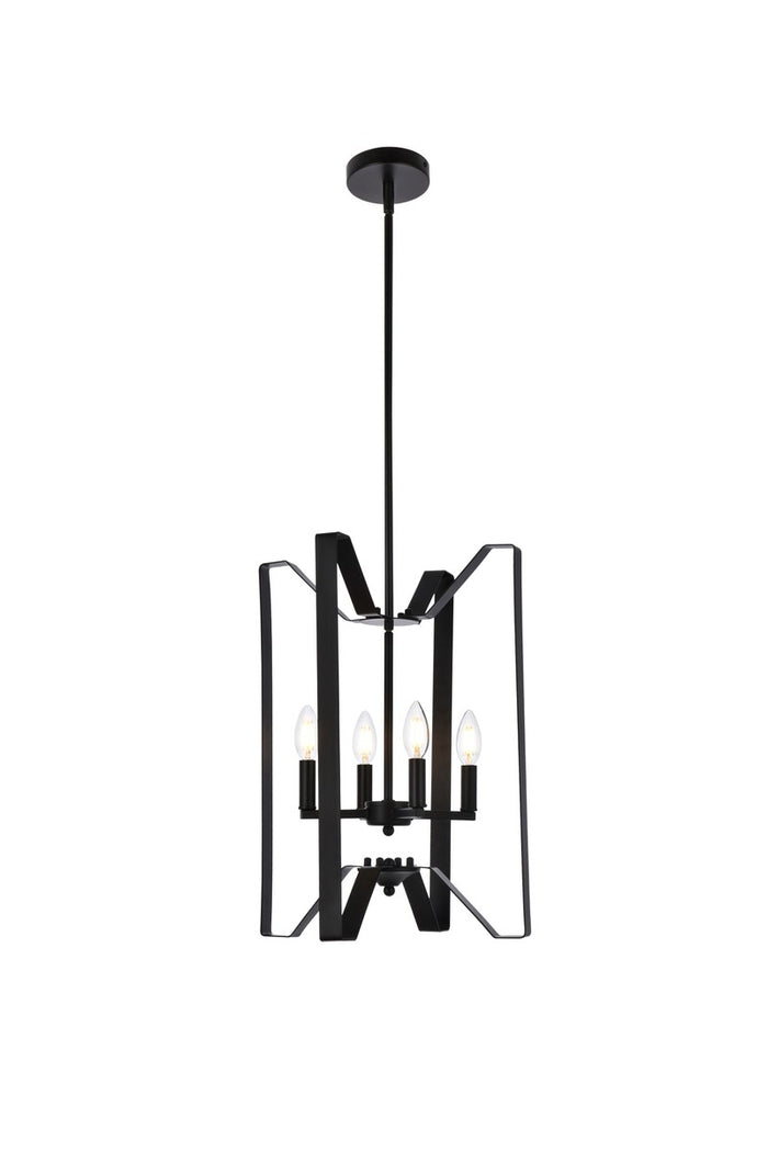 Elegant Lighting Four Light Pendant from the Hoffman collection in Black finish