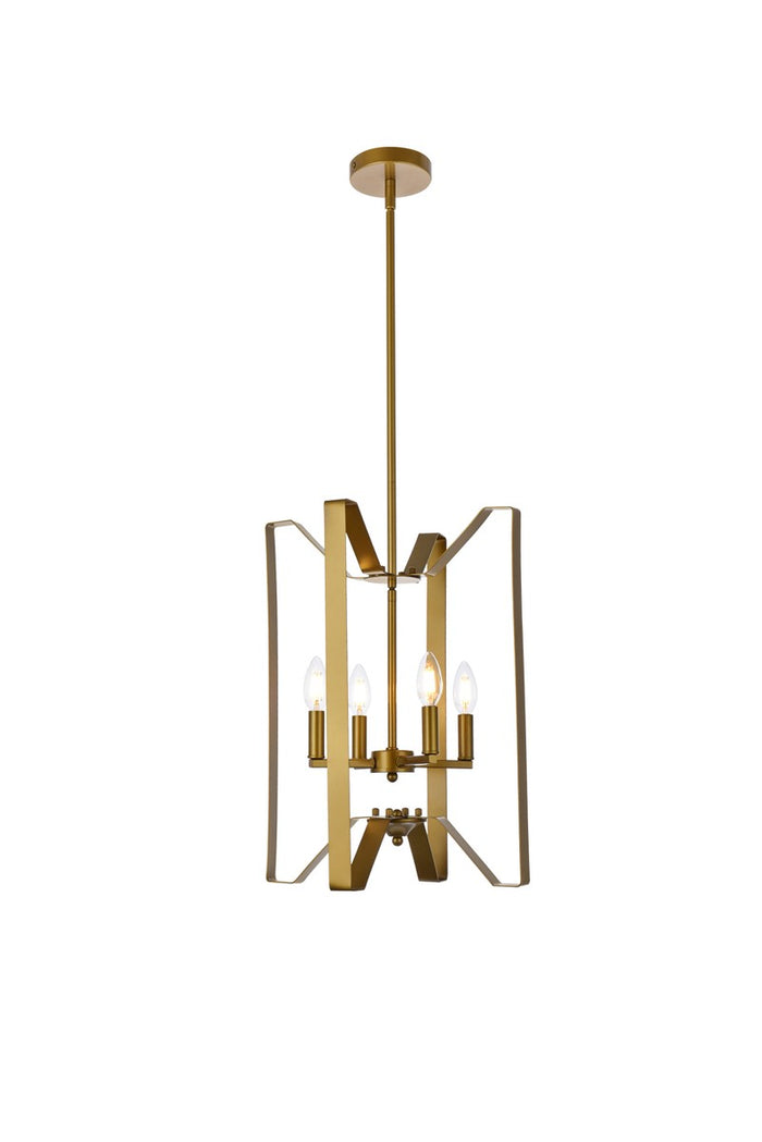 Elegant Lighting Four Light Pendant from the Hoffman collection in Brass finish
