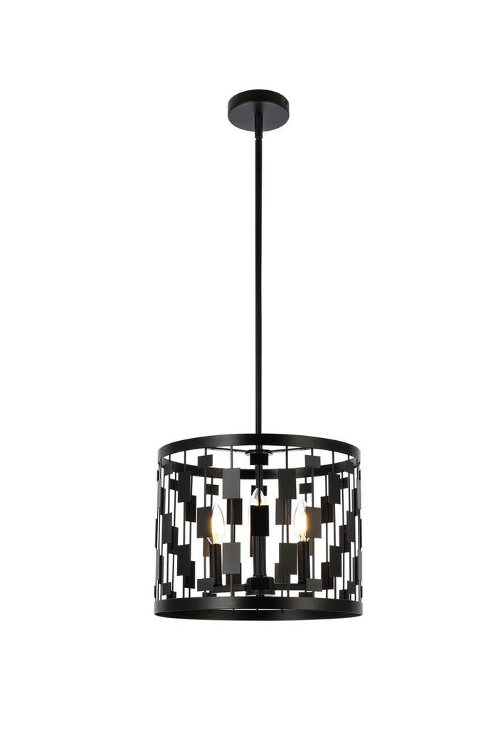 Elegant Lighting Three Light Pendant from the Levante collection in Black finish