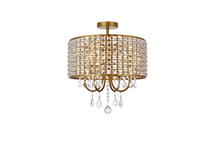 Elegant Lighting Four Light Flush Mount from the Elise collection in Brass finish