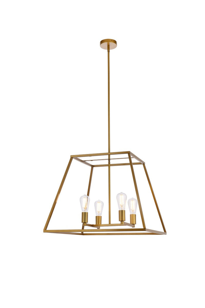 Elegant Lighting Four Light Pendant from the Declan collection in Brass finish