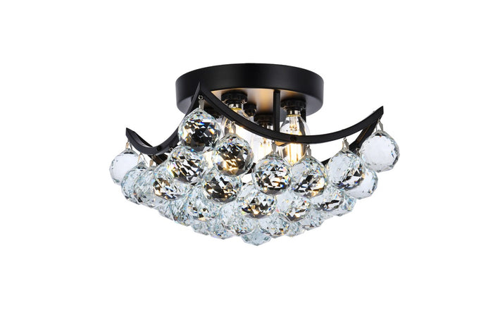 Elegant Lighting Four Light Flush Mount from the Corona collection in Black And Clear finish