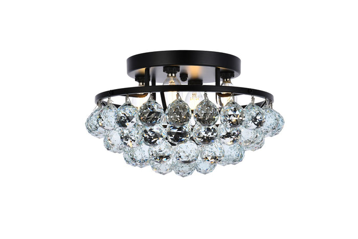 Elegant Lighting Four Light Flush Mount from the Corona collection in Black And Clear finish