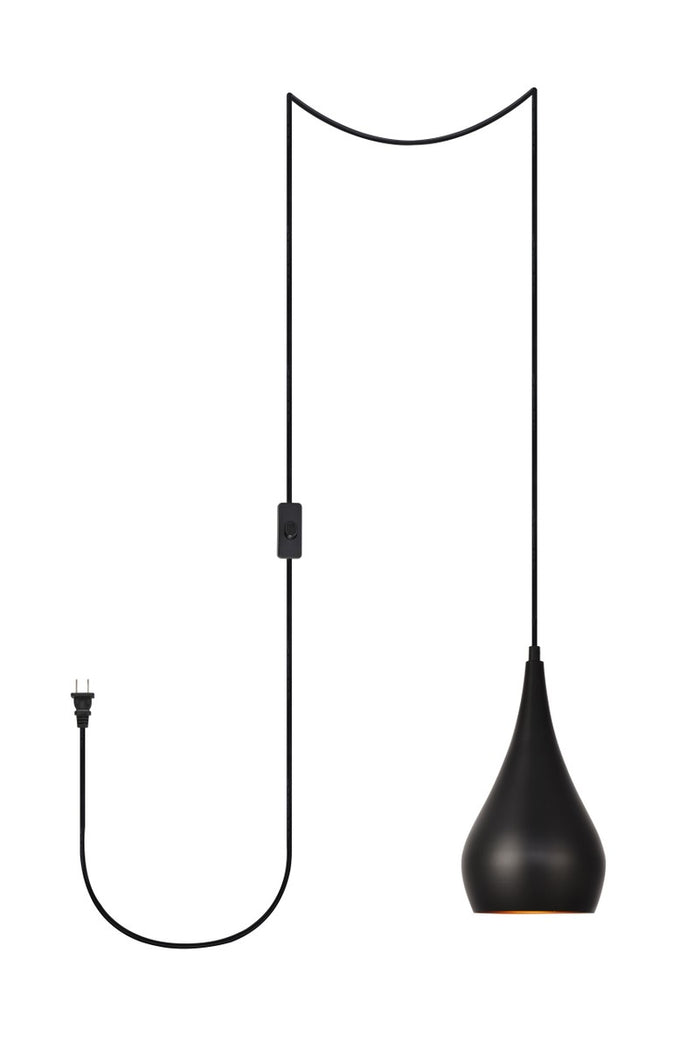 Elegant Lighting One Light Plug in Pendant from the Nora collection in Black finish