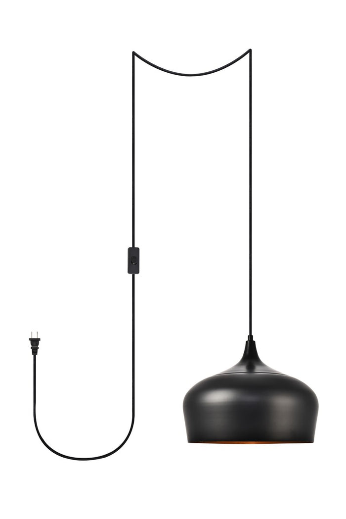 Elegant Lighting One Light Plug in Pendant from the Nora collection in Black finish