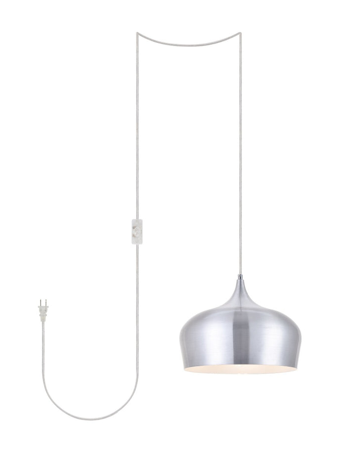 Elegant Lighting One Light Plug in Pendant from the Nora collection in Burnished Nickel finish