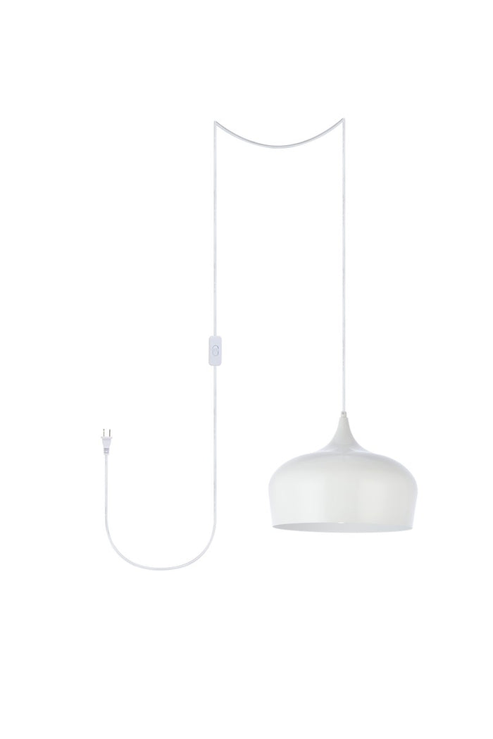 Elegant Lighting One Light Plug in Pendant from the Nora collection in White finish