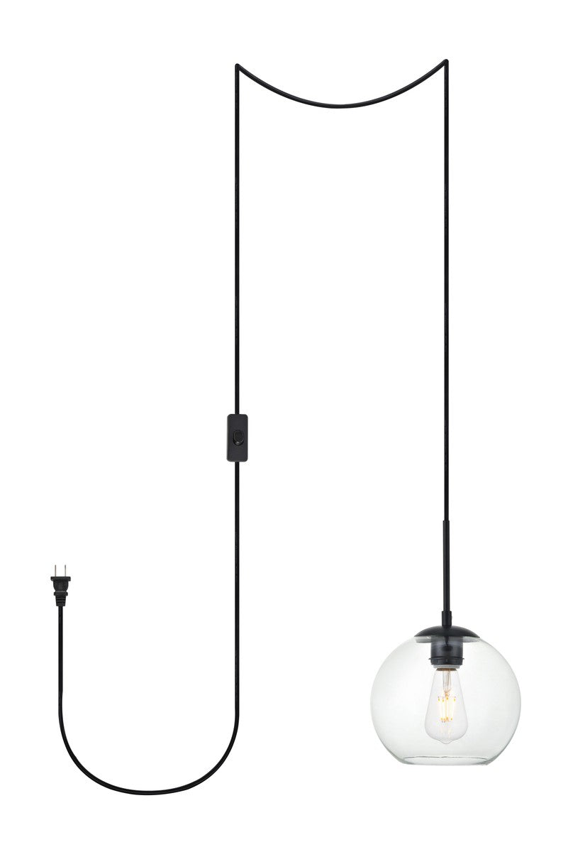 Elegant Lighting One Light Plug in Pendant from the Baxter collection in Black finish