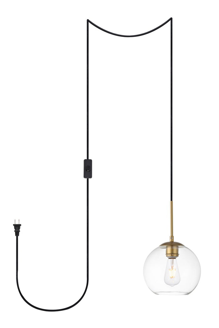 Elegant Lighting One Light Plug in Pendant from the Baxter collection in Brass finish