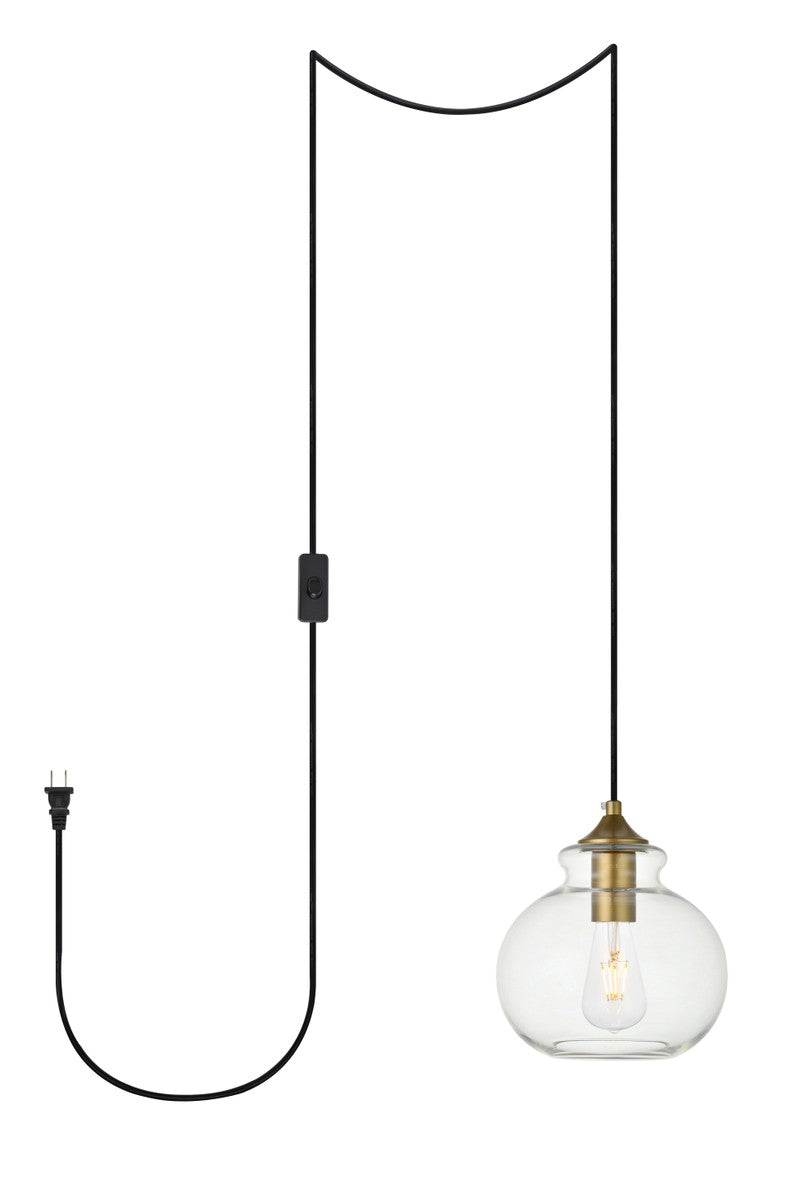 Elegant Lighting - LDPG2245BR - One Light Plug in Pendant - Destry - Brass