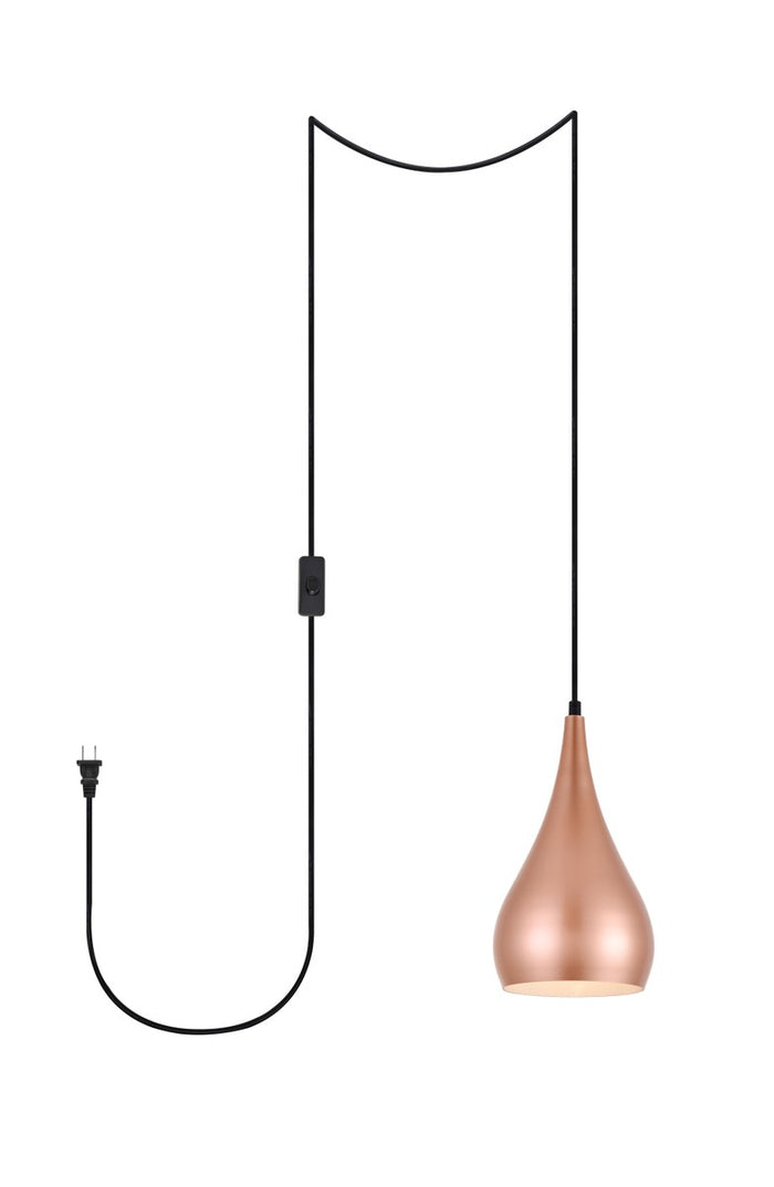 Elegant Lighting One Light Plug in Pendant from the Nora collection in Honey Gold finish