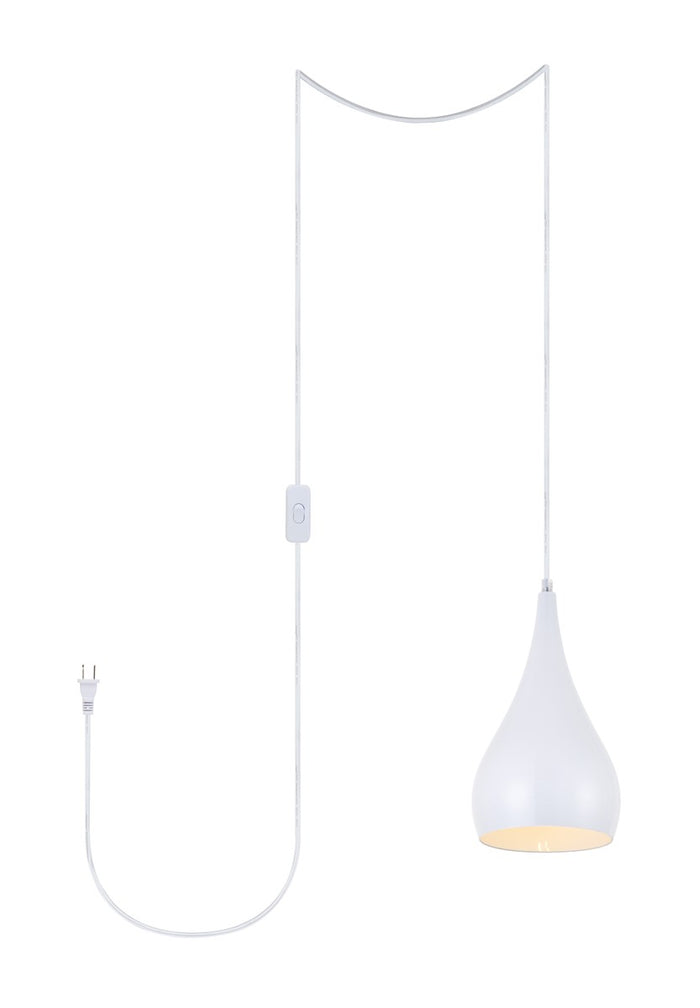 Elegant Lighting One Light Plug in Pendant from the Nora collection in White finish