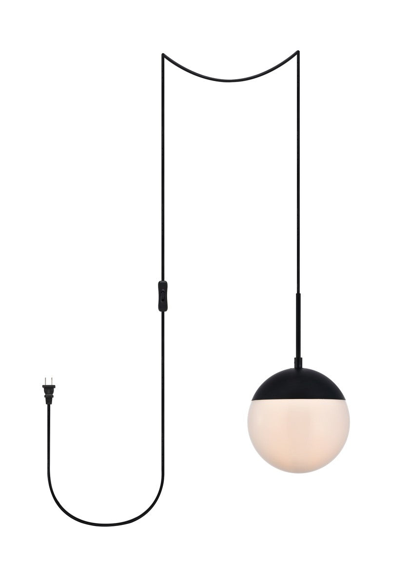 Elegant Lighting - LDPG6026BK - One Light Plug in Pendant - Eclipse - Black And Frosted White